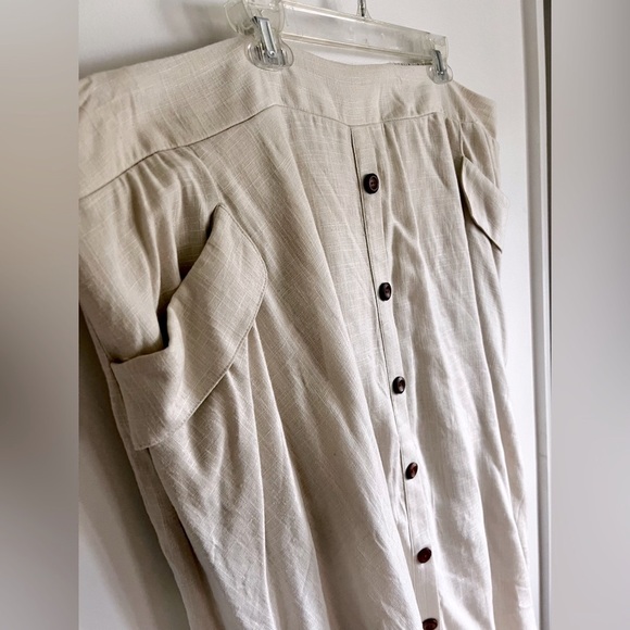 TORRID Size 4X Linen Blend MIdi Cream Button-Front Skirt - Picture 4 of 14